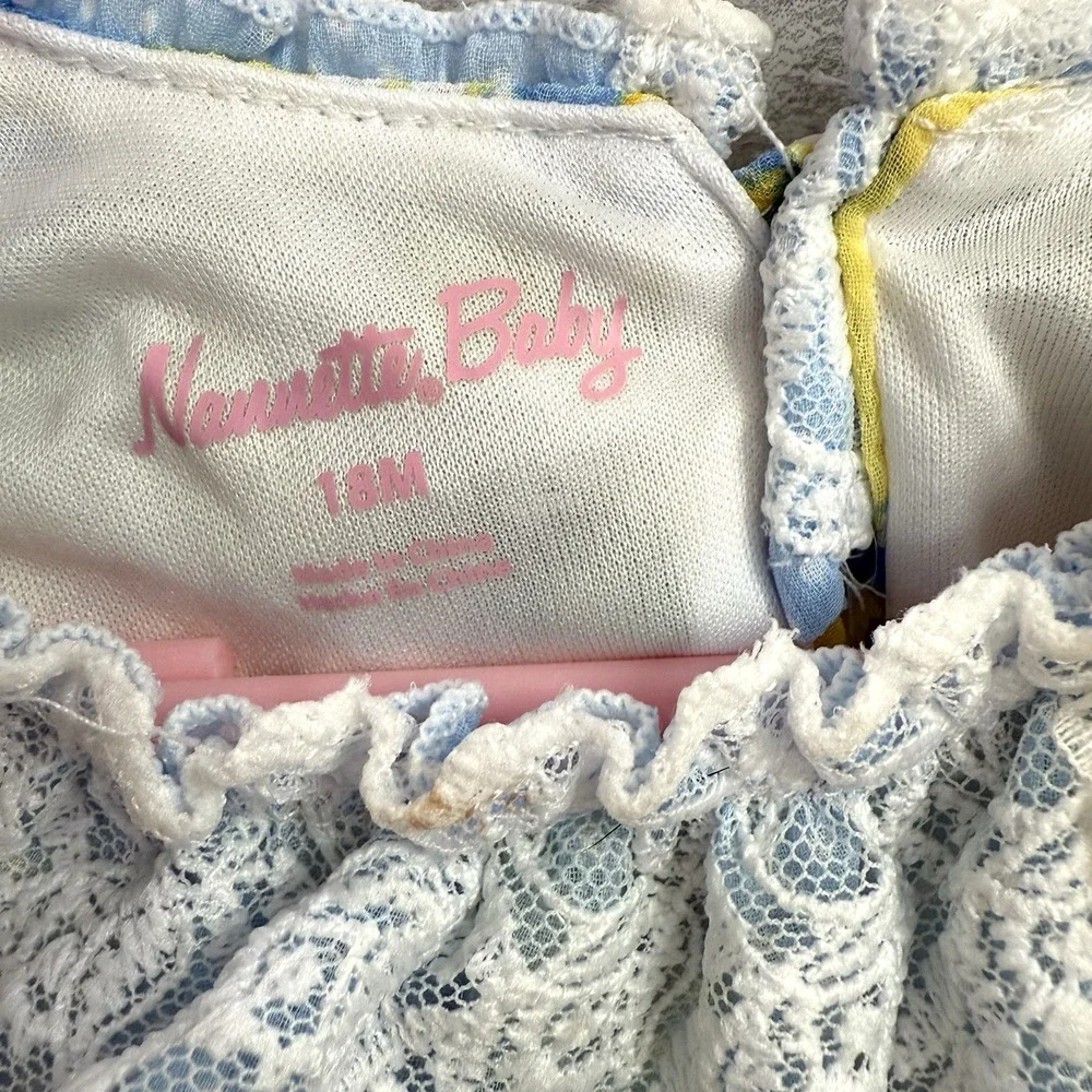 New Nannette Floral Yellow Dress Pink 18m  Baby Girls Lace Ruffled Summer Dress‎